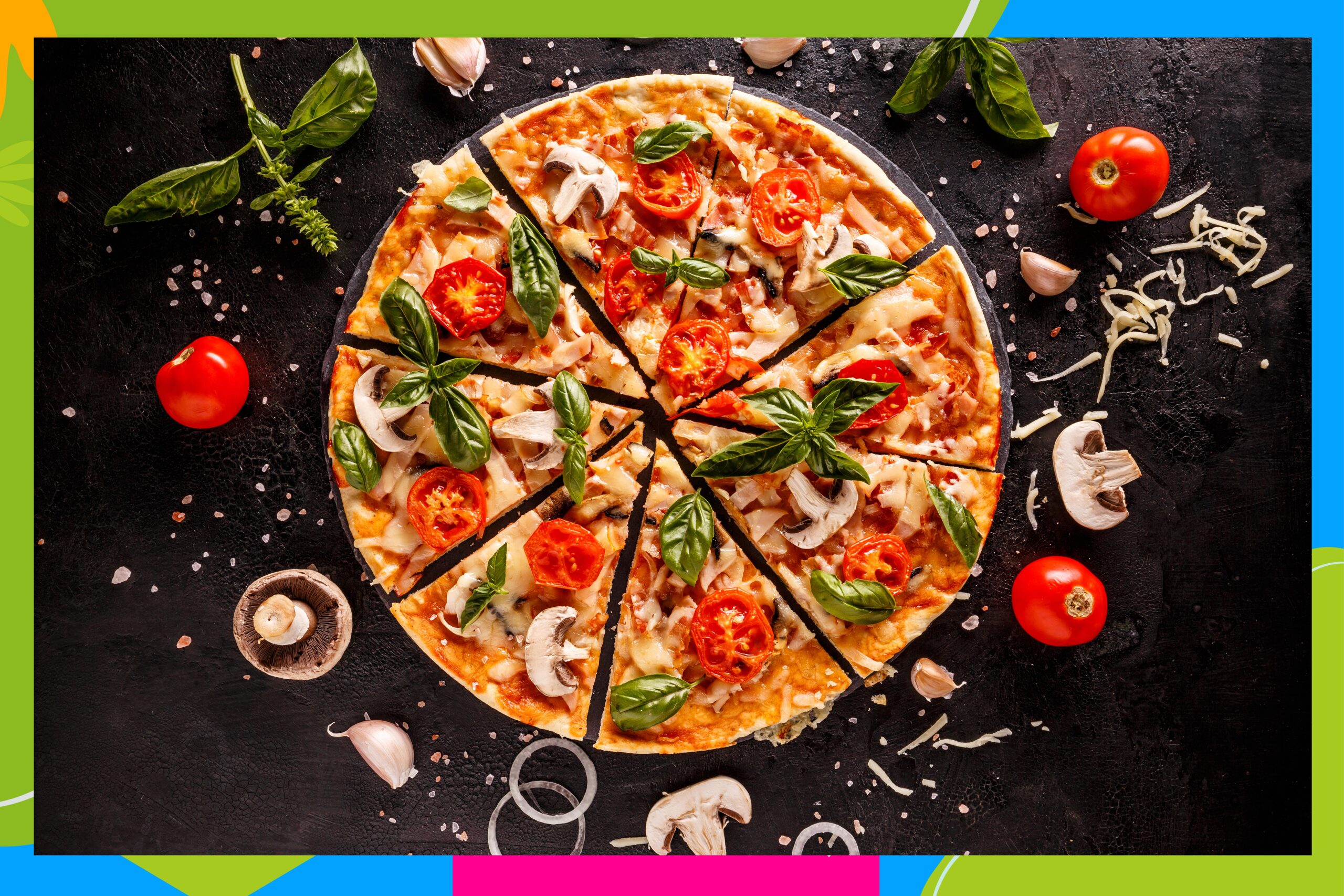 Pizza warzywna na kuchennym blacie