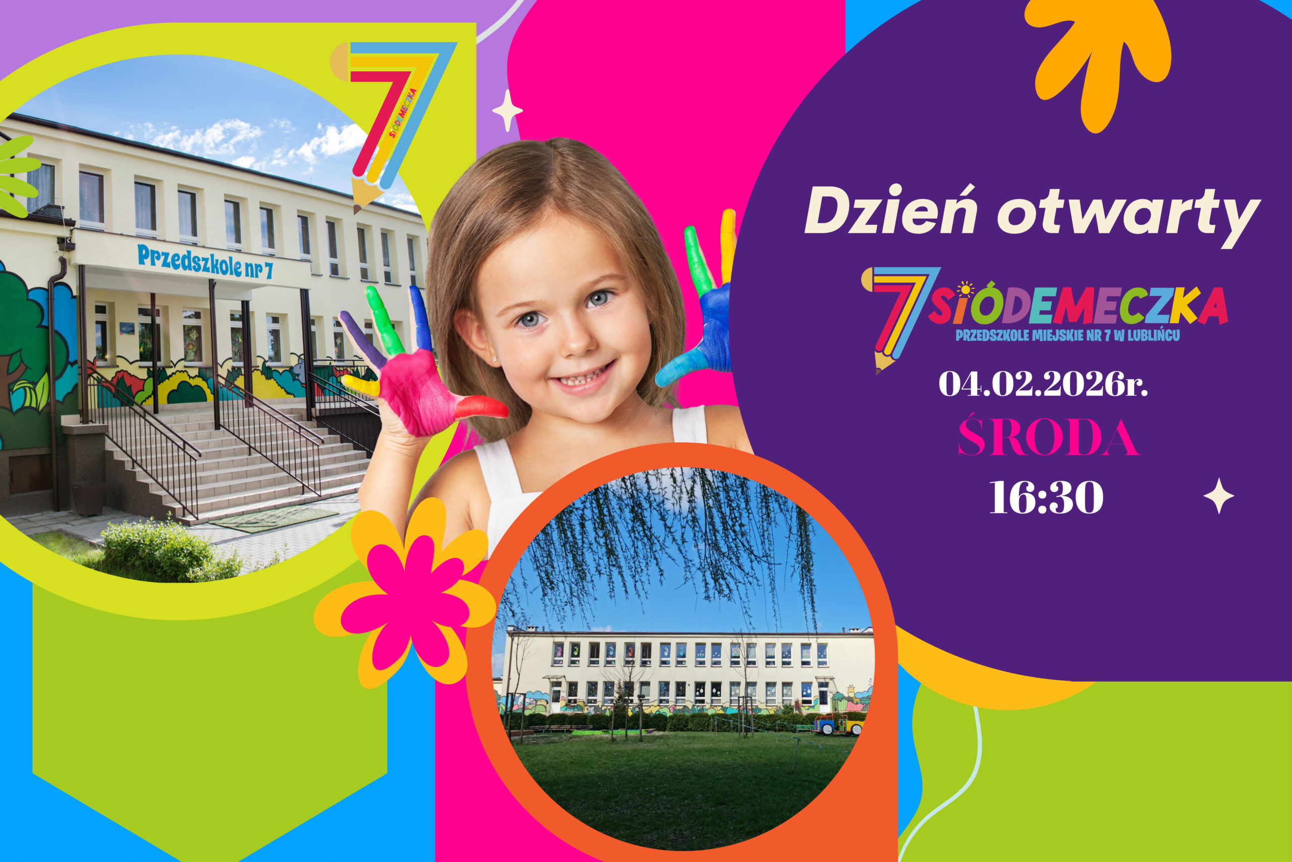 Plakat promujący przedszkole z okazji Dnia Otwartego!
